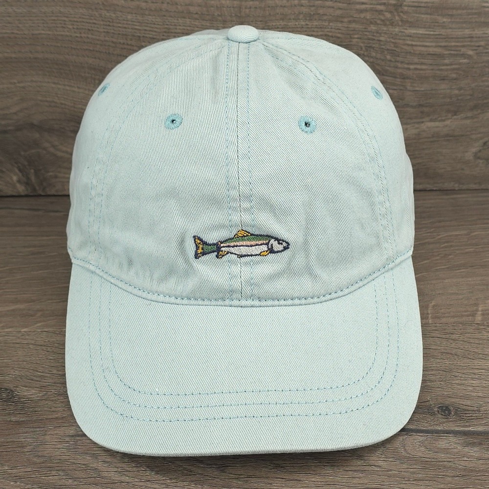J.Crew Hat Cap Adult Strapback Light Blue Trout Twill Coastal Outdoors Nautical